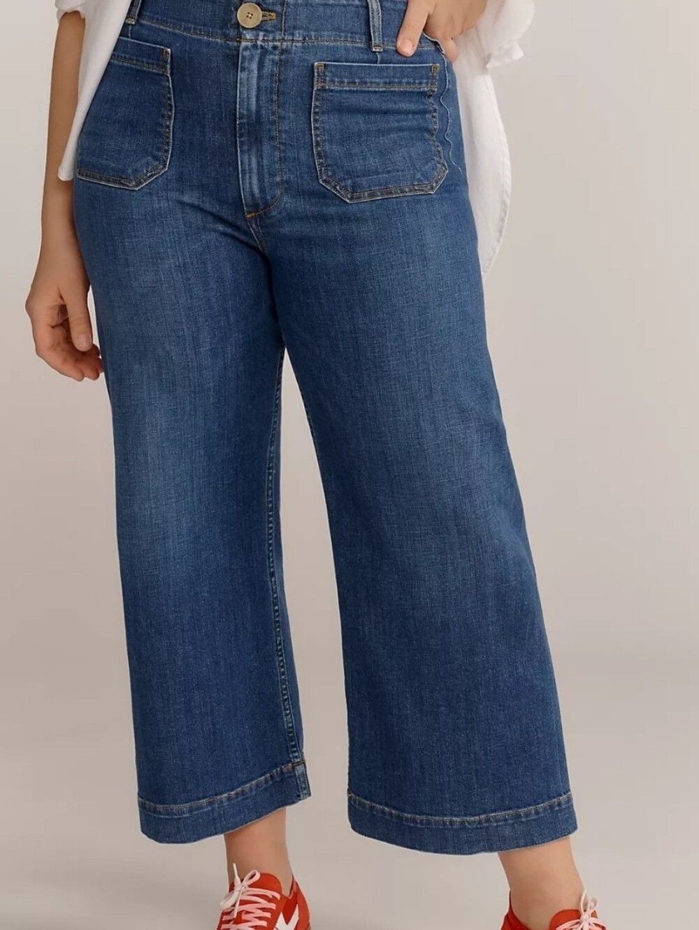 Anthropologie Maeve Colette High-Rise Wide-Leg Cropped Jeans 26w